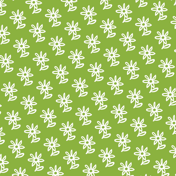 vector white flowers eco pattern, vector white flowers eco pattern on the green background - Vettoriali, immagini