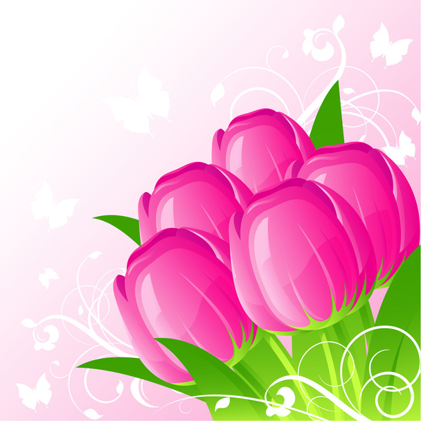 Фон с тюльпанами
 - Вектор,изображение