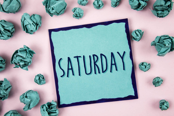 Text sign showing Saturday. Conceptual photo First day of the weekend Relaxing time Vacation Leisure moment. Concept For Information - Photo, Image