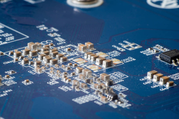 Electronic circuit board with processor, close up. - Photo, Image
