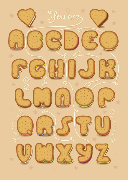 Romantic sweet cipher text. You are my cookie - Vector, Image