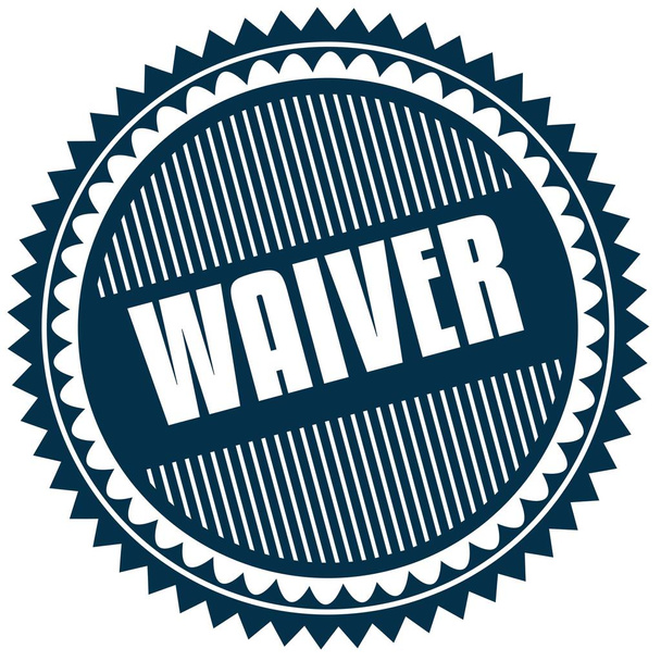 Кругла синя наклейка WAIVER
. - Фото, зображення