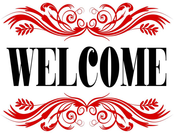 WELCOME red floral text frame. - Photo, Image