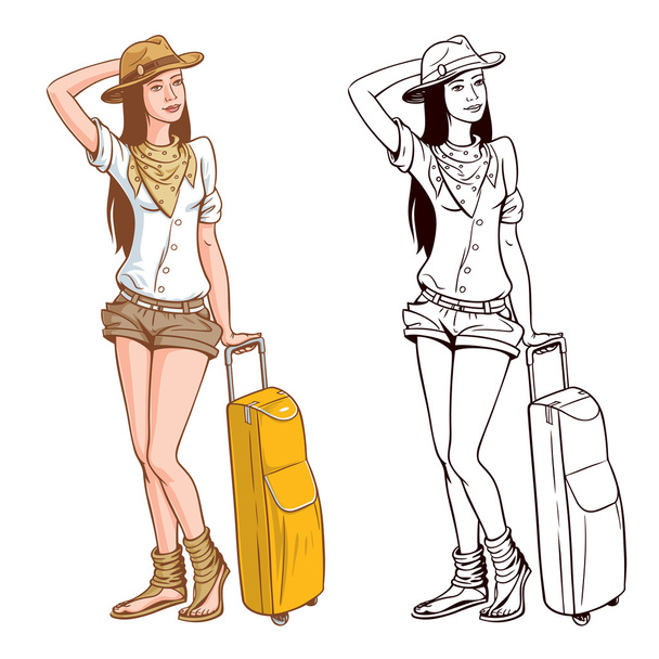 Turista donna vettoriale illustrazione
 - Vettoriali, immagini