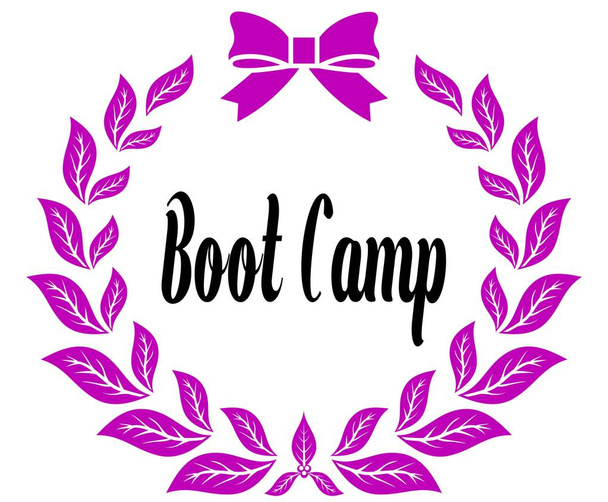 BOOT CAMP con cinta de laureles rosados y lazo
. - Foto, Imagen
