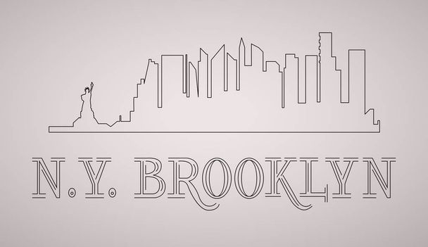 N.Y. Brooklyn skyline y silueta de monumentos, diseño en blanco y negro, ilustración de vectores de línea
. - Vector, Imagen