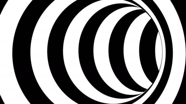 schwarz-weiß gestreifter Tunnel, psychedelische Abstraktion, 3D-Rendering-Computergenerierung Backgorund - Filmmaterial, Video