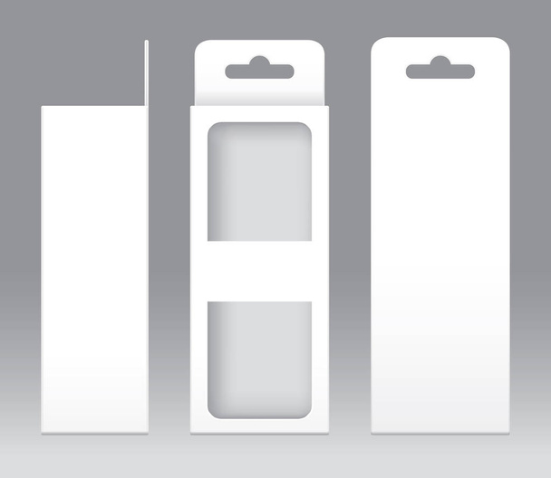 Caja colgante Forma de ventana blanca recortada Plantilla de embalaje en blanco
 - Vector, imagen