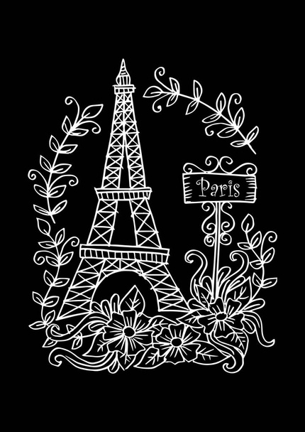 Eiffelturm mit Blumenschmuck. - Foto, Bild