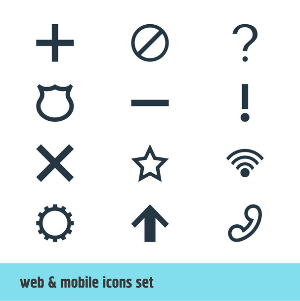 Vector illustration of 12 user icons. Editable set of blocked, phone, warning and other icon elements. - Vektör, Görsel