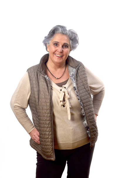 portrait of a senior woman on white background - Zdjęcie, obraz