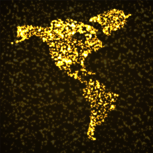 Mapa abstracto del continente americano con partículas brillantes
 - Vector, imagen