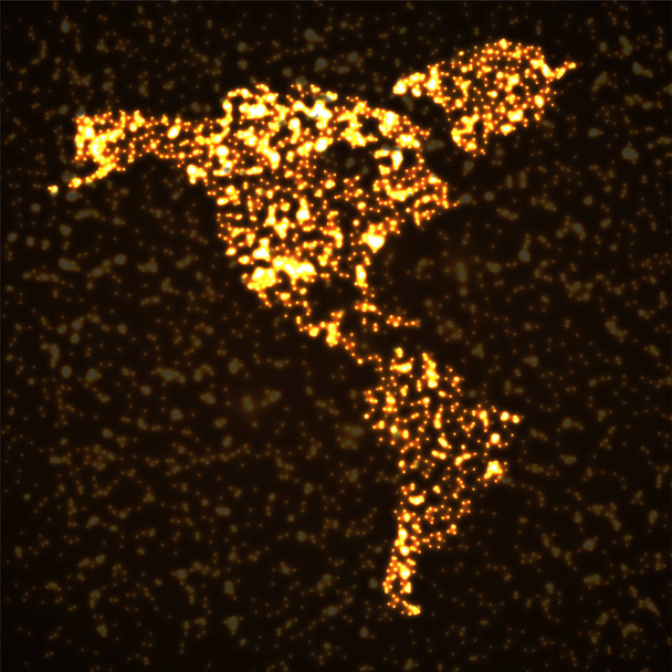 Abstract map of America continent with glowing particles - Vector, Image