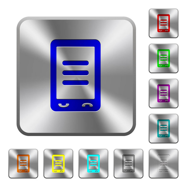 Επιλογές φορητής στρογγυλεμένο τετράγωνο χαλύβδινο κουμπιά - Διάνυσμα, εικόνα