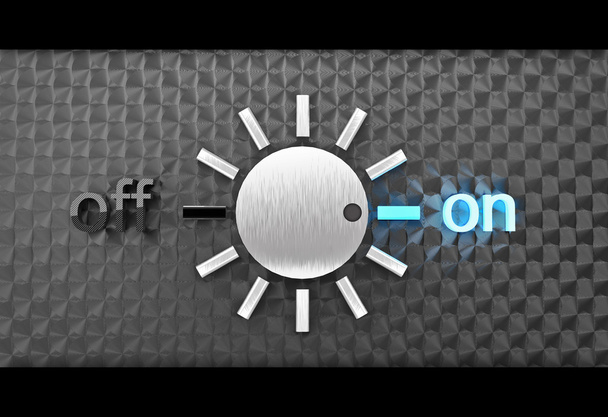 Metal buttons on and off with metal background - Photo, Image