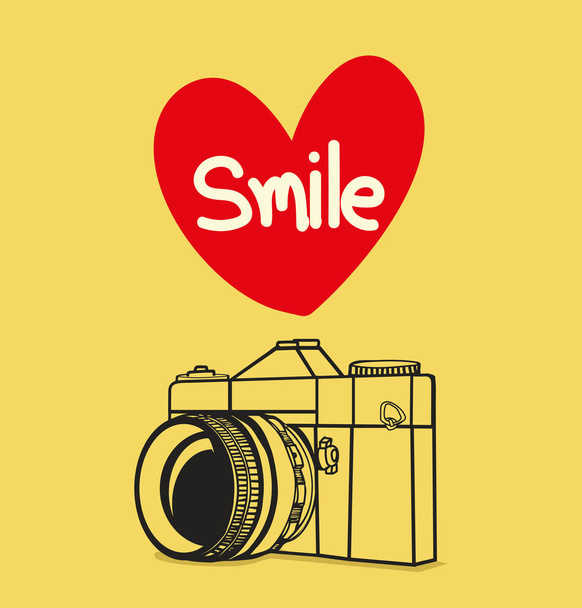 retro photo camera with smile - ベクター画像