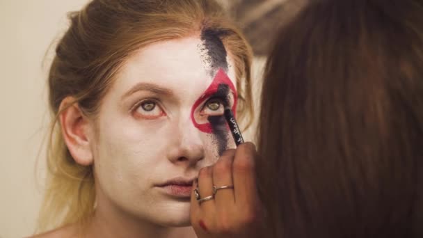 El maquillador dibujando el contorno de los ojos
 - Metraje, vídeo