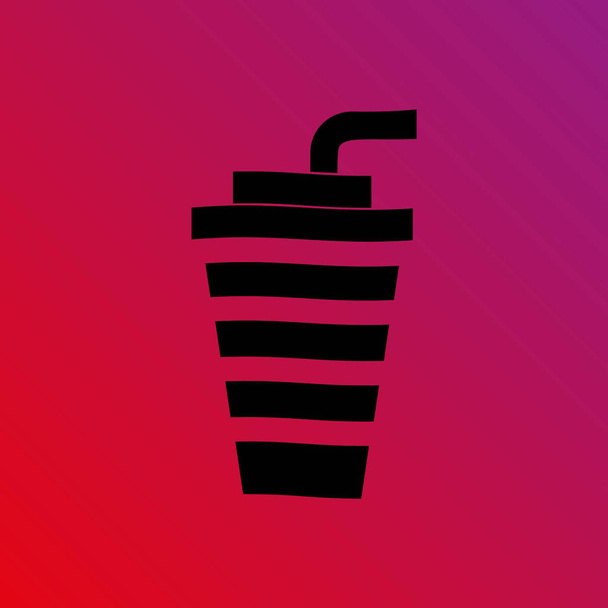 cup with a straw vector icon - Vector, Image