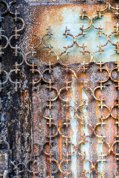 Close-up de porta de metal enferrujado, Grécia
 - Foto, Imagem