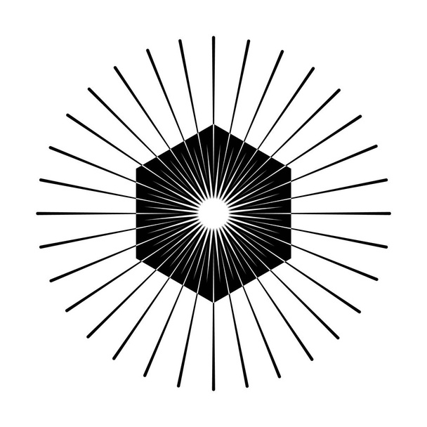 Retro Sun forma de explosão. Logotipo vintage, etiqueta, crachá. Projeto vetorial
 - Vetor, Imagem