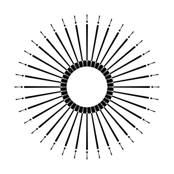 Retro Sole scoppio forma. Logo vintage, etichetta, distintivo. Design vettoriale
 - Vettoriali, immagini