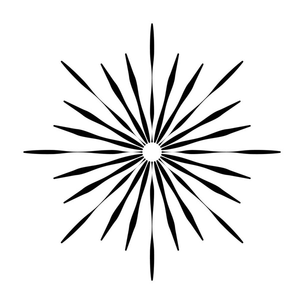 Retro-Sonne platzte Form. Vintage-Logo, Etikett, Abzeichen. Vektordesign - Vektor, Bild