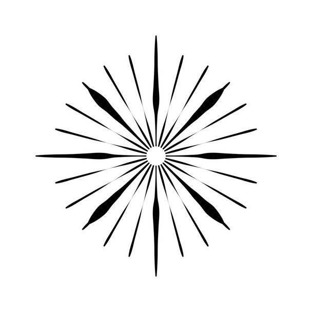 レトロ太陽バースト形状です。ビンテージのロゴ、ラベル、バッジ。ベクター デザイン - ベクター画像