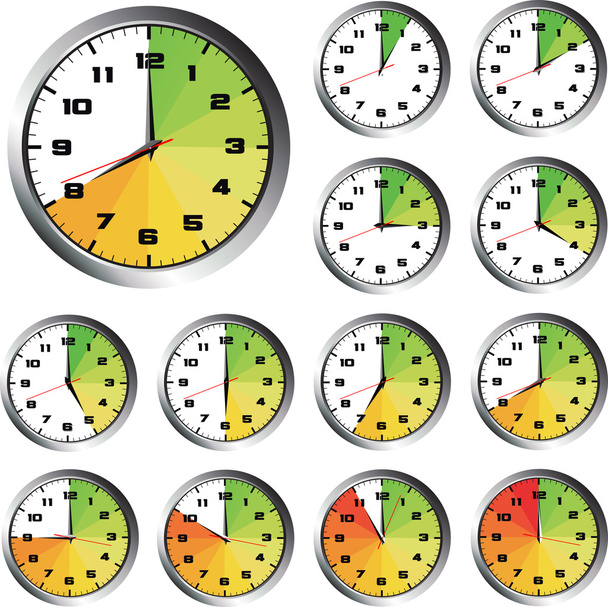 12 時間の時計の設定 - ベクター画像