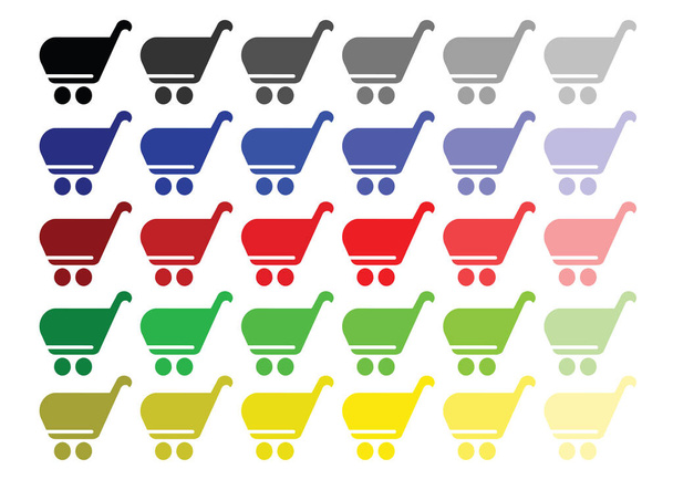 shopping basket vector set in multiple colors - Vector, Image