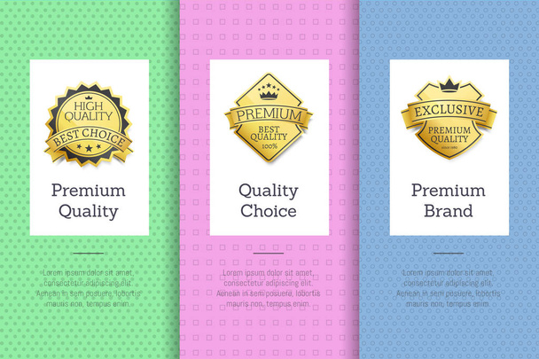 Premium Quality Choice Brand Set Poster with Label - Vector, Image