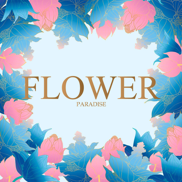 Trendy çiçek vektör tasarımı. Protea çiçekler soluk mavi arka plan ile. - Vektör, Görsel