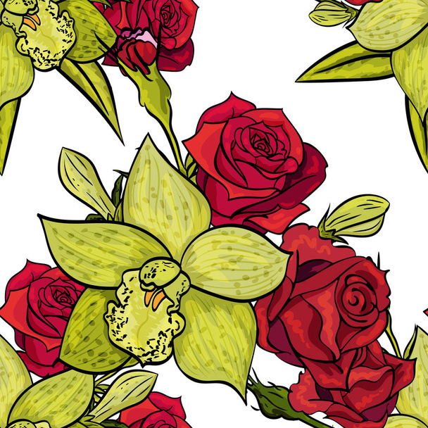 vector seamless flower pattern  - Διάνυσμα, εικόνα