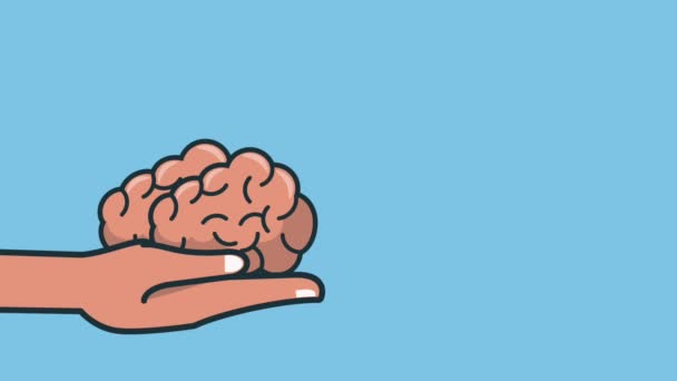 Hand holding hersenen met idee - Video