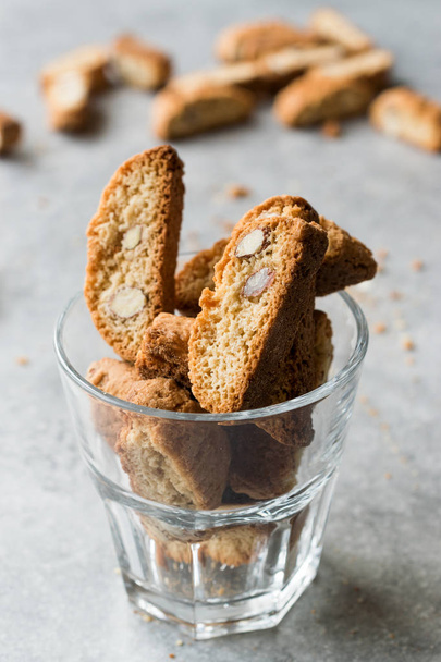 Biscotti / Cantuccini Biscuits with Almonds  served in Glass - Zdjęcie, obraz