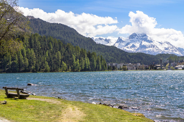 Alpesi táj St Moritz-tó, Svájc - Fotó, kép