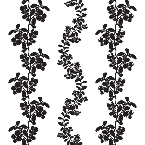 Lingonberry silhouette branches seamless borders - Vector, Image