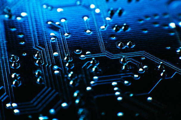 computer board blue color close-up - Fotó, kép