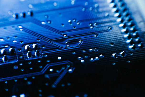 computer board blue color close-up - Фото, зображення