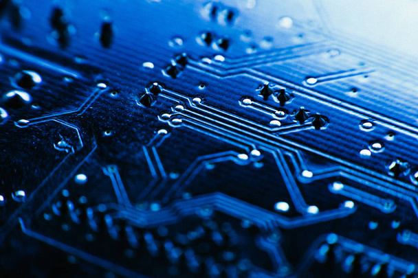 computer board blue color close-up - Фото, изображение