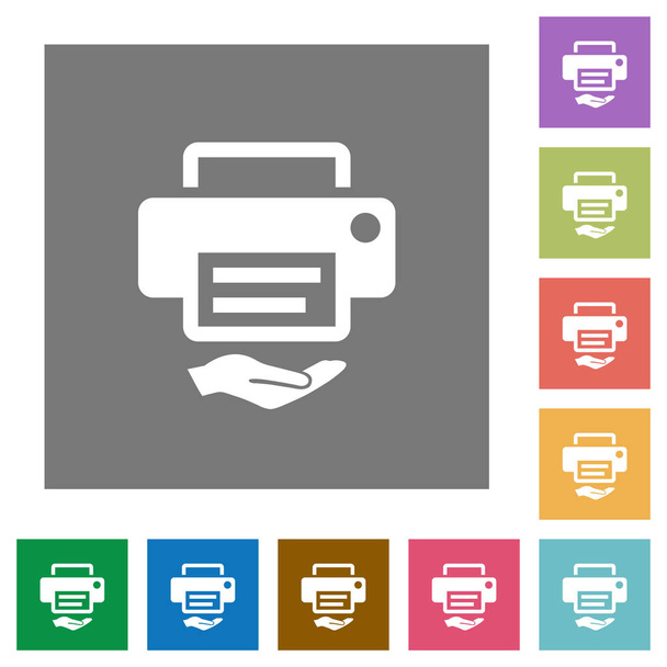 Shared printer square flat icons - Vector, Image