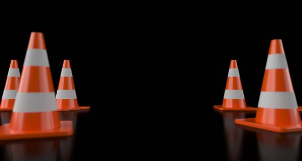 Rendering 3D di coni di traffico realistici con messa a fuoco morbida
 - Foto, immagini