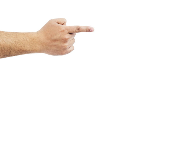 Hand wijsvinger, geïsoleerd op een witte achtergrond. Schuld concept - Foto, afbeelding