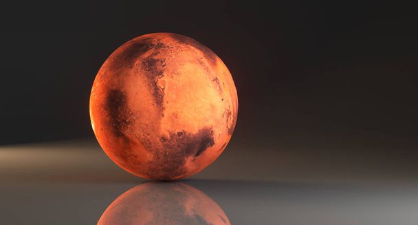 3D Rendering Of High Detailed Mars Planet On Dark Studio - Photo, Image
