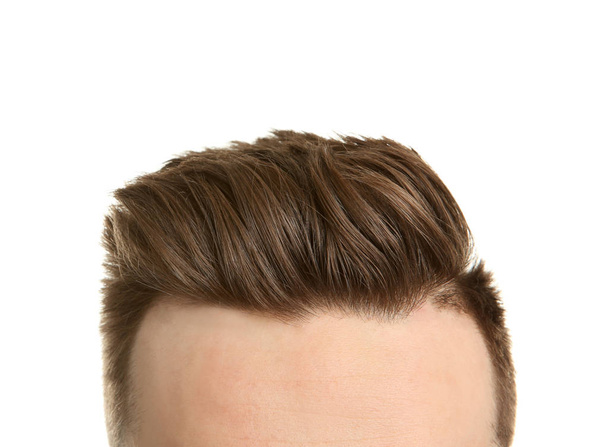 Young man with hair loss problem on white background - Foto, immagini