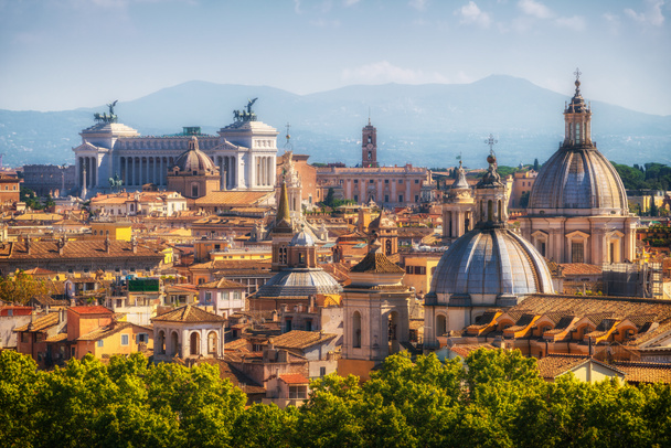 Roma, İtalya, siluetinin panoramik görünümü - Fotoğraf, Görsel