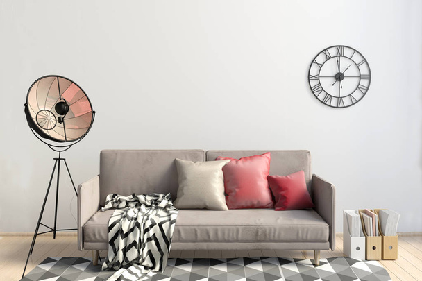 Interior moderno com sofá. Escarnecer de parede. ilustração 3d. - Foto, Imagem