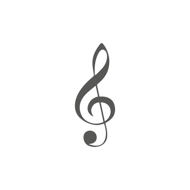 Vector simple icon for music theme. Illustration of treble clef on white background with blur shadow. Elements for design. Black, white, grey colors. - Vector, Image