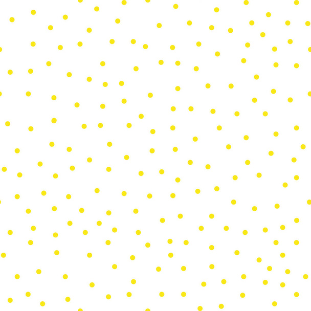 散在手描き水玉パターンを頭が変なベクトルでは小さな円イエロー ゴールドと白の色です。ヴィンテージ 1960 年代のファッションスタイルでシームレスなテクスチャです。丸い形とモダンな流行に敏感な背景 - ベクター画像