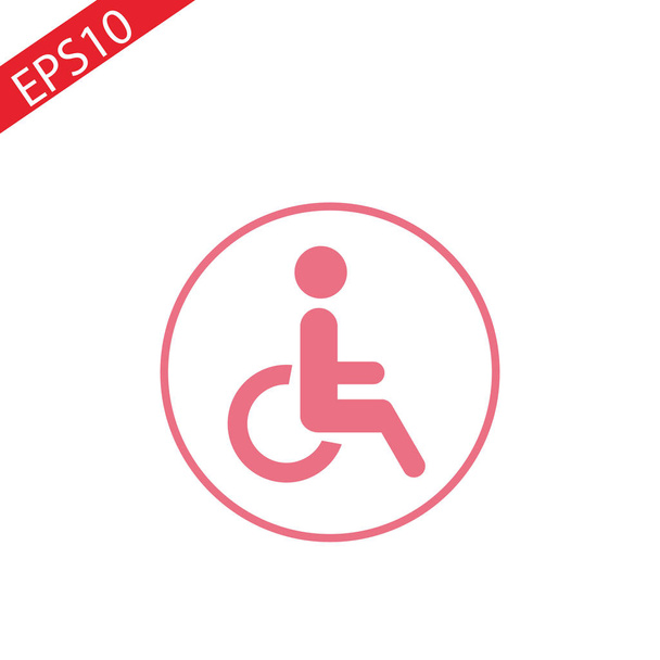 Disabled person sign in circle. Mark disability. Man on wheelchair icon. , eps 10. Black and white illustration - Photo, Image