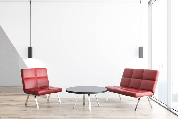 Panoramic room with red armchairs - Valokuva, kuva